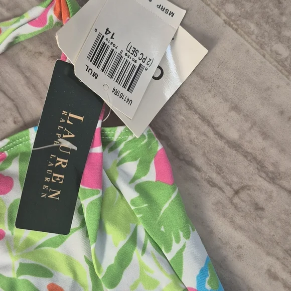 Ralph Lauren Floral One Piece - Pink, Green, Orange - Picture 3 of 6